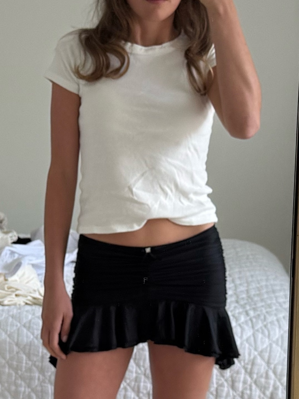 Black Ruffle Mini Skirt - Women's Stylish Short Skirt